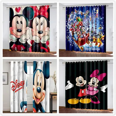 £32.40 • Buy Bedroom Curtains Mickey Mouse Blackout Curtains Boy Girls Drapes Ring Top Eyelet