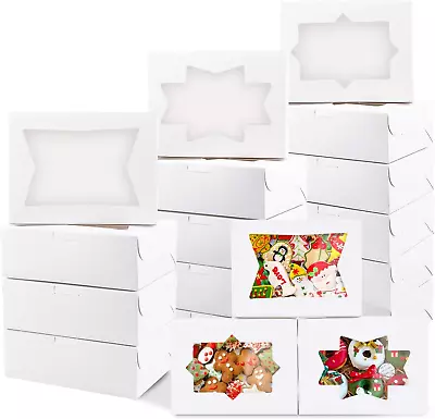 30Pcs Cookie Boxes With 3 Style Window White Pastry Boxes Treat Boxes Cupcake B • $18.48