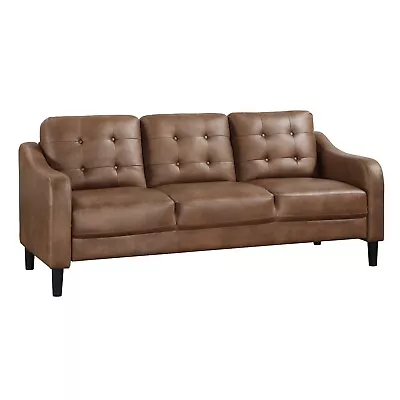 Button Tufted Brown Polished Microfiber Sofa Couch Living Room Furniture • $499