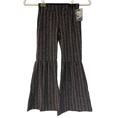 $7.71 • Buy Girls' Bell Bottom Metallic Stripe Pants Art Class Black XS