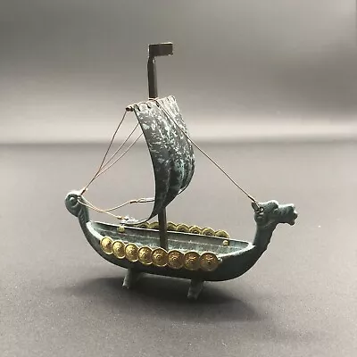 Viking Scandinavian Sailing Ship Small Boat Figurine Cast Iron Metal • $21.95