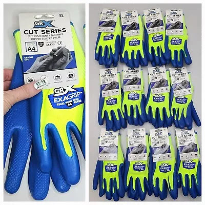 (12 Pair) A4 Cut Resistant Dip Coated Gloves GRXCUT634 Size XL Glass Knife Metal • $79.95