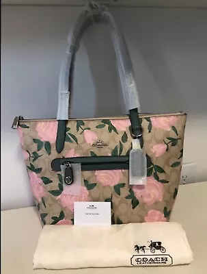 COACH Camo  🌹🌺 ROSE TAYLOR Zip TOTE Shoulder BAG 31206 Khaki Pink  NWT • $219.54