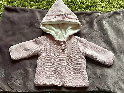 Baby Girl Quilted Jacket Coat 0-3 Months Warm Winter Cosy Snug Faux Fur Lining • £3