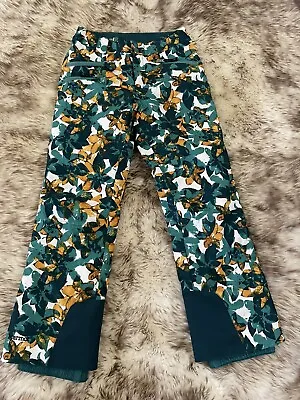 MARMOT Girls Size XL/TG Floral Green Yellow White Snow Pants Ski Snowboard • $31.54