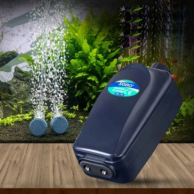 £6.99 • Buy Aquarium Fish Tank Air Pump Quite Silent Flow Oxygen Bubbles Double Outlet Valve