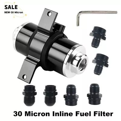 Universal AN6 AN8 AN10 Inline Fuel Filter With Bracket Cleanable 30 Micron Black • $31.63