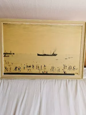 £110 • Buy L. S. Lowry Art Print- Waiting For The Tide- White Satin Expert Framed
