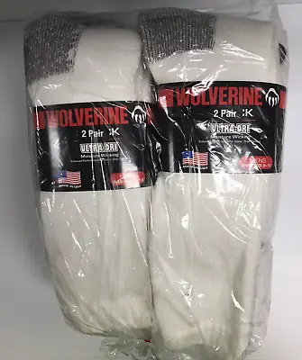 Wolverine Over-the-Calf Steel Toe Boot Socks Large White W/Gray 12 Pairs • $59.99