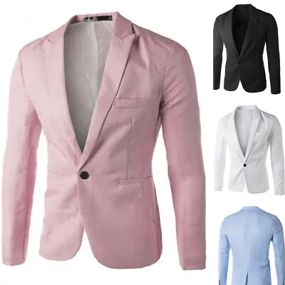 $24.02 • Buy Mens Slim Fit One Button Suit Blazer Lapel Coats Jacket Top Fashion Outwear Work
