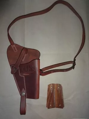 U.S. WWII M3 Brown Leather Shoulder Holster W/Grips Mid Brown U969 • $78.97