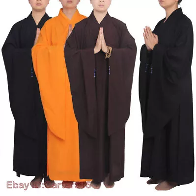 Shaolin Temple Buddhist Monk Dress Meditation Robe Kung Fu Suit Long Gown New • $43.29