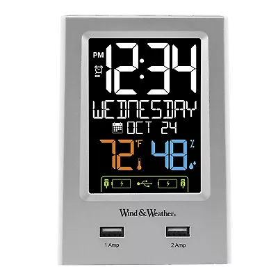 WW85760 La Crosse Technology Multi-Color Digital Alarm Clock With 2 USB Ports • $29.95