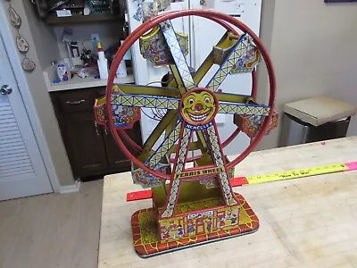 Vintage J.CHEIN HERCULES FERRIS WHEEL Wind Up Lithograph Toy *GREAT GRAPHICS! • $79.99