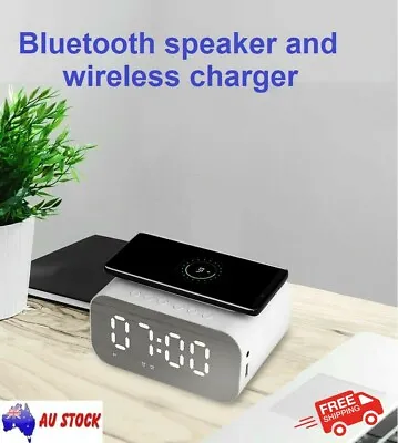 $39.50 • Buy FM Radio Alarm Clock/Bluetooth/NFC Speaker USB Charger Wireless Charging