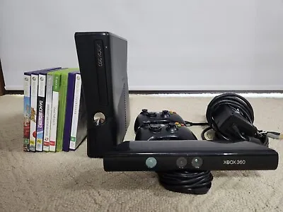Xbox 360 Slim Black Console 4gb + HDMI + Genuine Controllers + Kinect + Games • $120