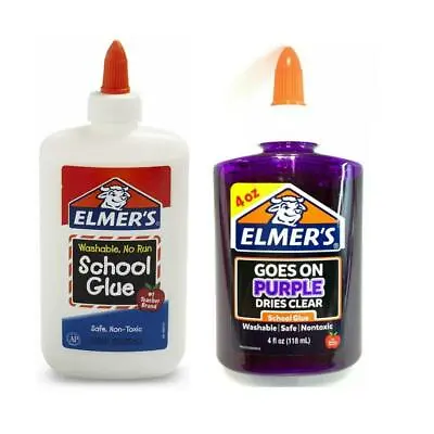 £2.99 • Buy New Elmer Kids Childrens School Glue Purple White Safe Non-Toxic Washable 2 Size