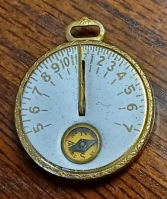 Vintage Robbins Co Pocket Sundial Compass Pendant Egyptian Pyramid Pattern Motif • $44.99