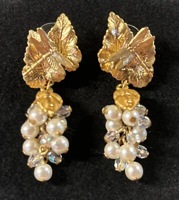 Vintage Kirk’s Folly Dragonfly Faux Pearl Cluster Pierced Earrings • $75