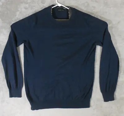 Zara Man Basic Sweater Mens Medium Long Sleeve Crew Neck Blue Pullover Casual • $19.75