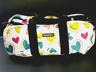 Yak Pak Crossbody Tote Duffel Bag Multi Colored Heart Pattern Mini Rainbow • $16.80