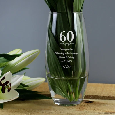 £21.95 • Buy Personalised Engraved Customised Vase 60th Diamond Wedding Anniversary Gifts