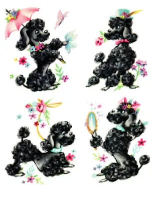 Vintage Image Retro Shabby French Black Poodles Dogs Waterslide Decals AN654 • $12.99