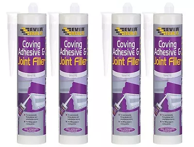 4 X Everbuild EBD Adhesive & Joint Coving Adhesive & Joint Filler 290 Ml White • £12.99