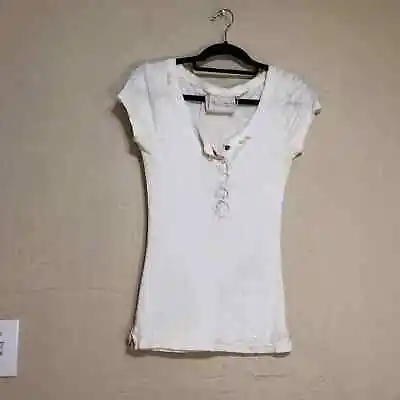 Miss Me Collection Womens Shirt Large White Short Sleeve T-Shirt  • $17.99