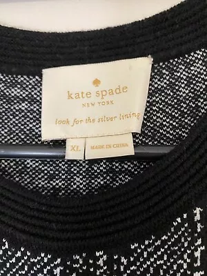 Kate Spade New York XL Black White Houndstooth Skater Dress Wool Blend • $140