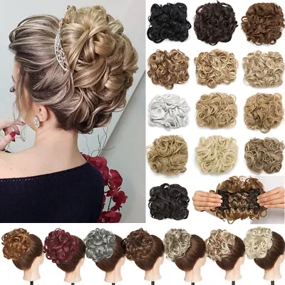 Chignon Piece Comb Clip In Curly Cover On Hair Extensions Bun Updo Hairpeices L6 • £12.20