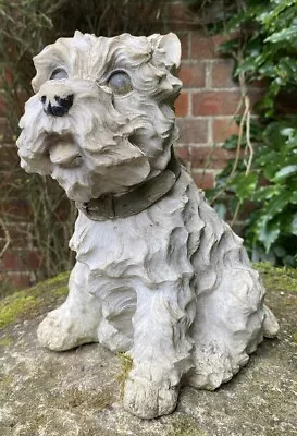 Vintage Lovely Old Weathered Terrier Decoy Pond Mascot Garden Interior Statue • £0.99