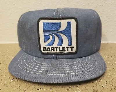Vintage Bartlett Seed Denim Trucker Snapback Hat Big Patch USA Made Swingster  • $15.99