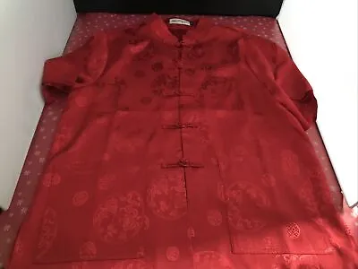£14.99 • Buy Red Chinese Oriental Dragon Embroidered Satin Short Sleeved Shirt. Size 48