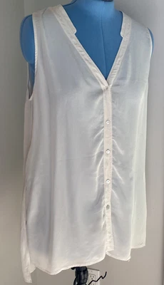 $34.99 • Buy EILEEN FISHER Sz L Habotai Silk Sleeveless Tunic Blouse Top
