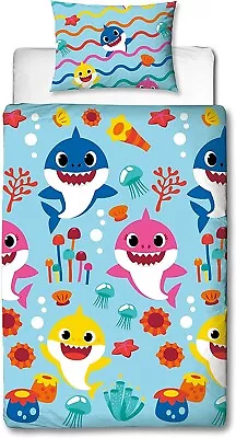 Baby Shark Rainbow Single Duvet Cover Reversible Bedding Set • £14.99