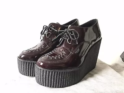 Underground Originals Wulfrun Creeper Burgundy Shoes - High Wedge Size 7 • £85