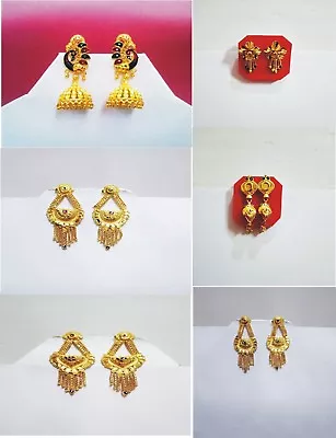 $21.32 • Buy South Indian 18k GoldPlated Earrings Wedding Jhumki Jhumka Women Fashion Jewelry