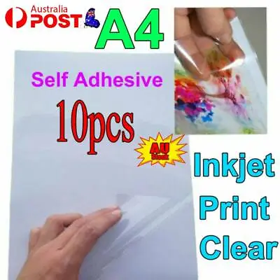 $13.69 • Buy 10x A4 Transparent Clear Glossy Self Adhesive Sticker Paper Label Inkjet Print