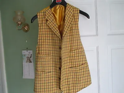 Christopher Dawes Yellow Check Tattersall Pattern Pure New Wool Waistcoat  42 • £34.99