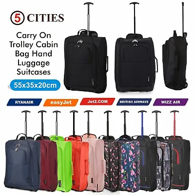 Lightweight Small 21  Wheeled Hand Luggage Trolley Cabin Bag Flight Bag Suitcase • £19.99