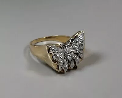 1Ct Round Certified Moissanite Butterfly Engagement Rings 14k Yellow Gold Plated • $99