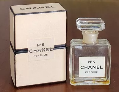 Vintage CHANEL No 5 Perfume Glass Bottle Made In France 1/4 FL OZ Few Drops BOX • $22