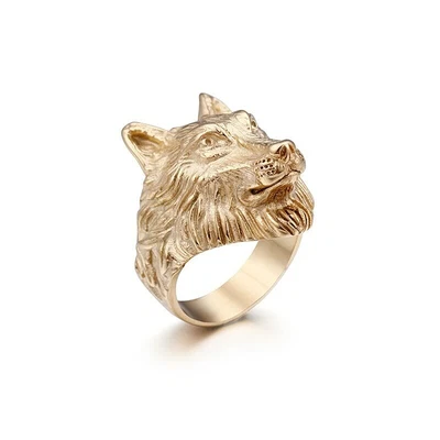 $9.74 • Buy Vintage Jewelry Stainless Steel Plating 18k Gold Men's Wolf Head Ring Ring