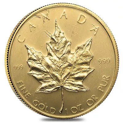 1 Oz Canadian Gold Maple Leaf Coin (Random Year Abrasions) • $2453.89