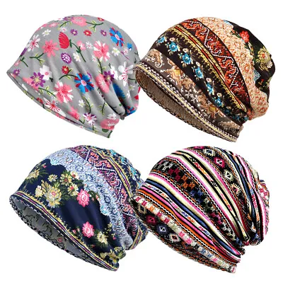 UK Chemo Caps Womens Baggy Slouchy Beanie Hat Sport Casual Headwear Scarf Hats • £7.32