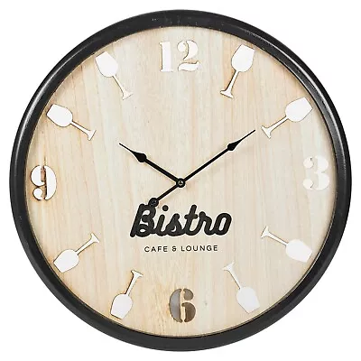 £27.99 • Buy 60cm Large Round Wooden Wall Clock Modern World Time Home Office Vintage Design