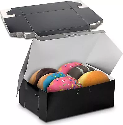 MT Products Donut Boxes - 8  X 5.5  X 3  Black Bakery Boxes - Pack Of 15 • $12.87
