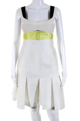 J. Mendel Women's Sleeveless Pleated A-Line Cocktail Dress White Size 6 • $95.01
