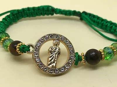 St Jude Thaddeus Zirconia Gold Medal Green Macrame Bracelet For Hope • $18